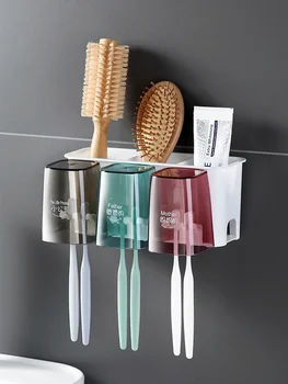 Domáce zubná kefka rack bez dierovanie wc nástenné závesné na stenu typ domácnosti ústna voda cup rack štetcov úložný stojan