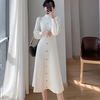 Šaty Dámske 2023 Autumm Zimné kórejský Štýl Pletený Sveter Office Lady Šaty Elegantné Módne Veľká Veľkosť dámske Oblečenie Šaty